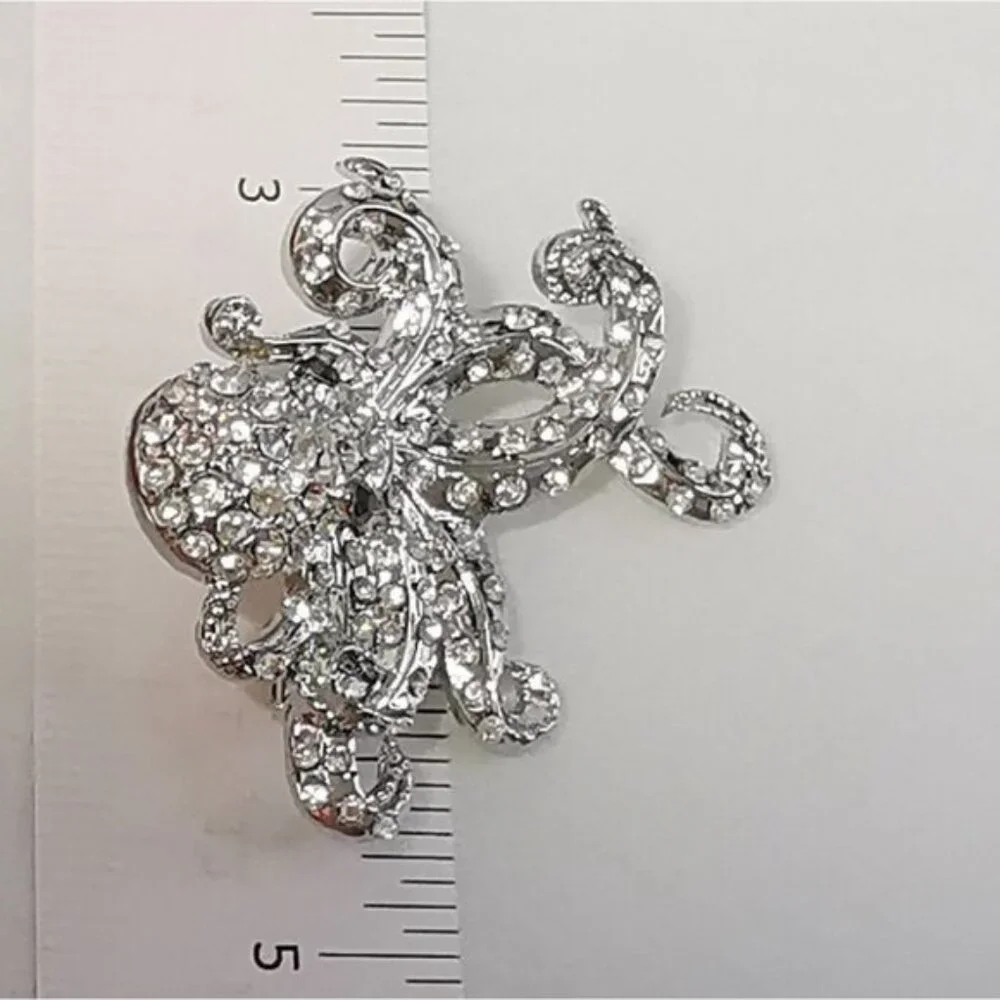 NWT silver crystal octopus brooch pin - Picture 5 of 8